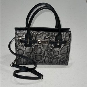 Nine West Faux Snake Skin Small Tote, Black, NWOT